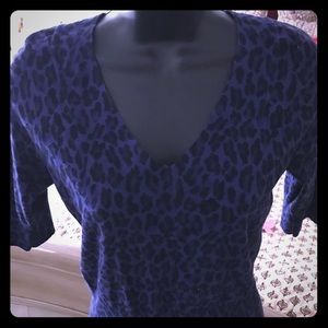 EXPRESS Blue Leopard animal print Sweater sz S